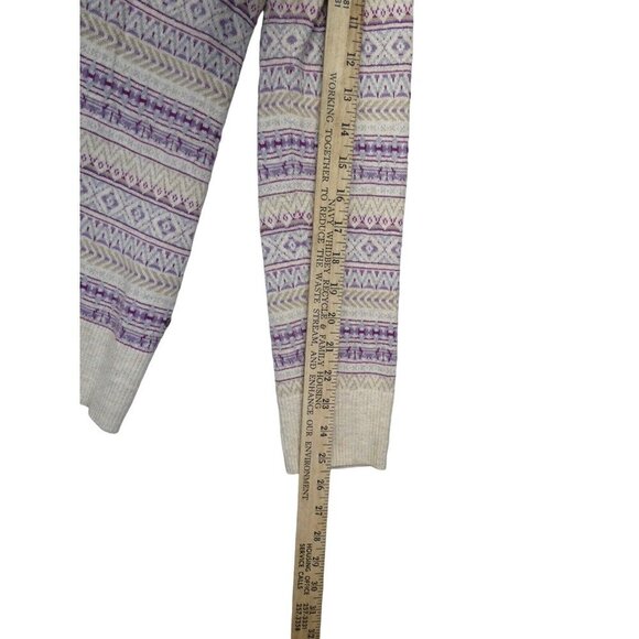 Eddie Bauer Cream and Purple Patterned Cardigan - Picture 6 of 9